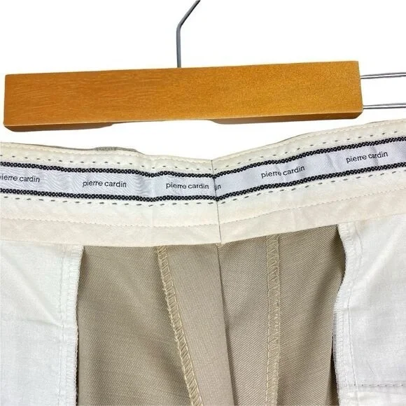 Pierre cardin Mens Vintage Beige Lined Pleated Dress Pant US 34 Short - Picture 12 of 16